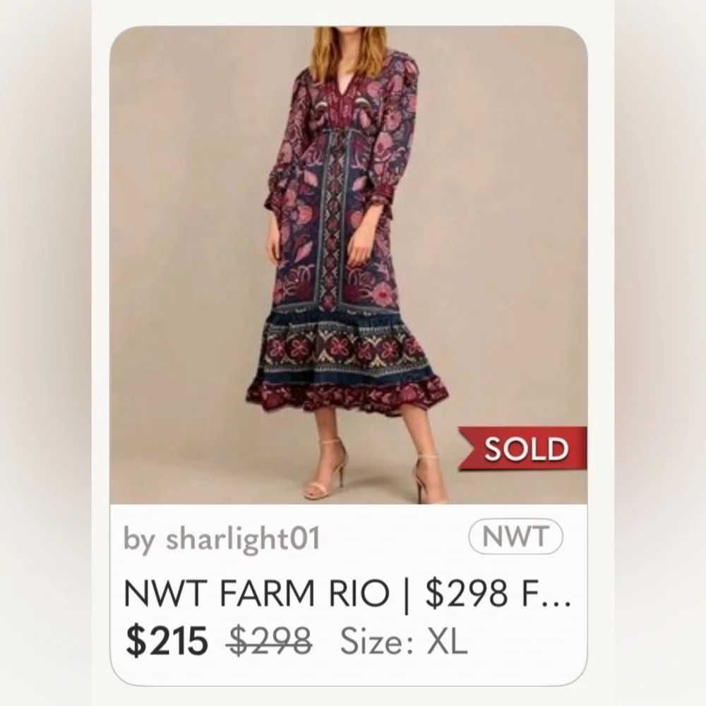 NWT Farm Rio Floral Maxi Luxury Euro Summer Vacation Spring Break Unique - Picture 9 of 10